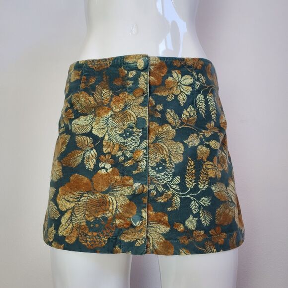 Free People Green Floral Micro Mini Skirt - Picture 2 of 11